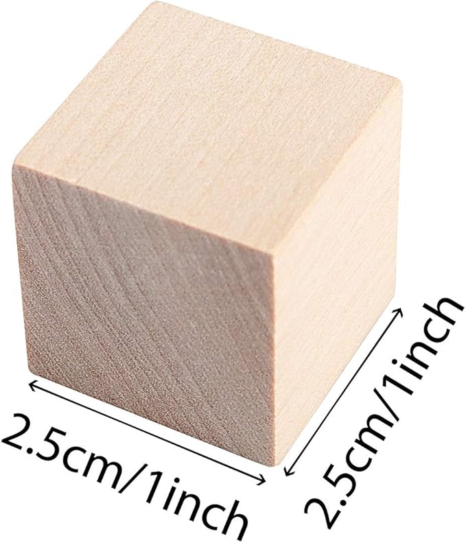 ZOENHOU 300 PCS 1 Inch Wooden Cubes, Blank Unfinished Wooden Block Set for Crafting Painting Decorating DIY Projects