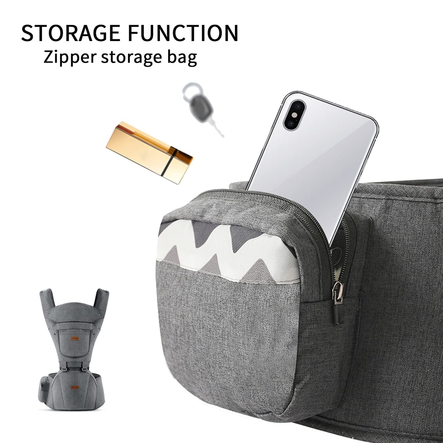 Baby Carrier with Hip Seat, Baby Carrier Newborn to Toddler, 6-in-1 Ways to Carry, All Seasons, Adjustable Baby Holder Carrier for Breastfeeding(Grey)