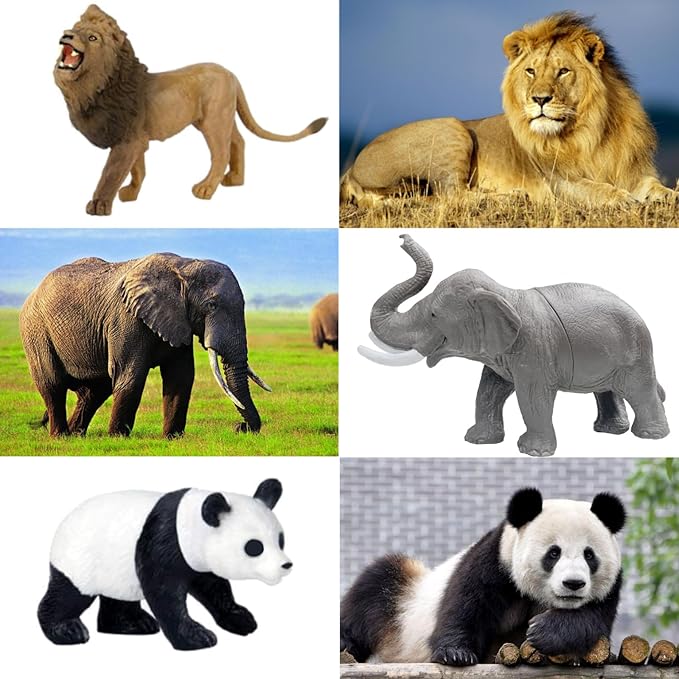 RUSON 12 Pcs Realistic Jungle Animal Figurines, Safari Animals Figures Toys Cake Topper Plastic African Wild Zoo Animals Playset Party Supplies for Kids Toddlers