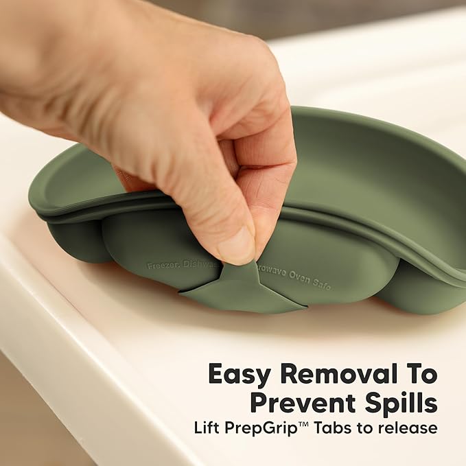 KeaBabies Suction Plates for Baby, Toddler - 3-Pack 100% Silicone Toddler Plates with Suction, Divided, BPA-Free Baby Led Weaning Essentials for Kids, Dishwasher, Microwave Safe, Durable (Harvest)