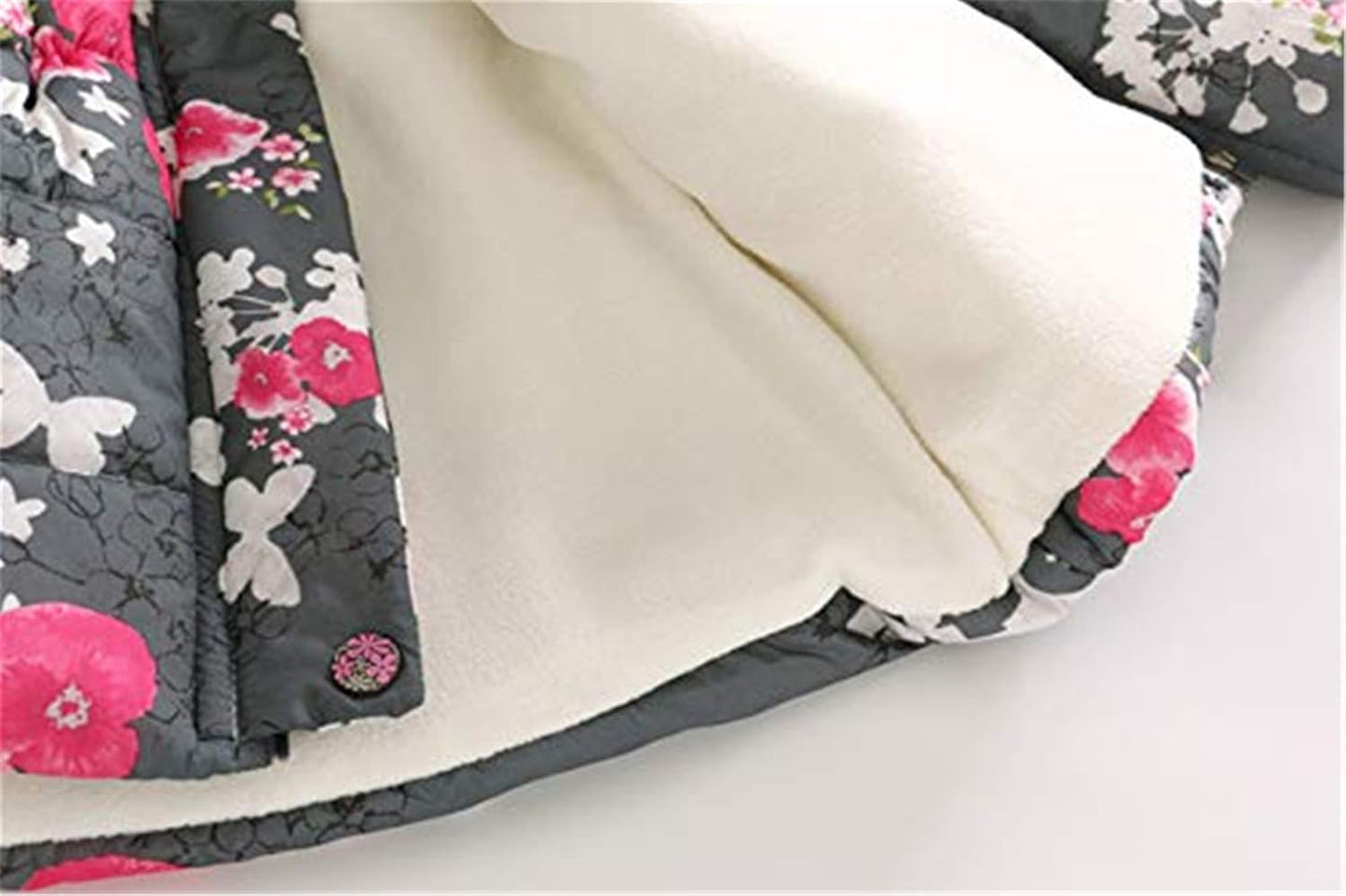Miss Bei Girl's Winter Coat Jacket Hooded Kids Toddler Flower Print Parka Outwear Warm Cotton Puffer Hooded Jacket