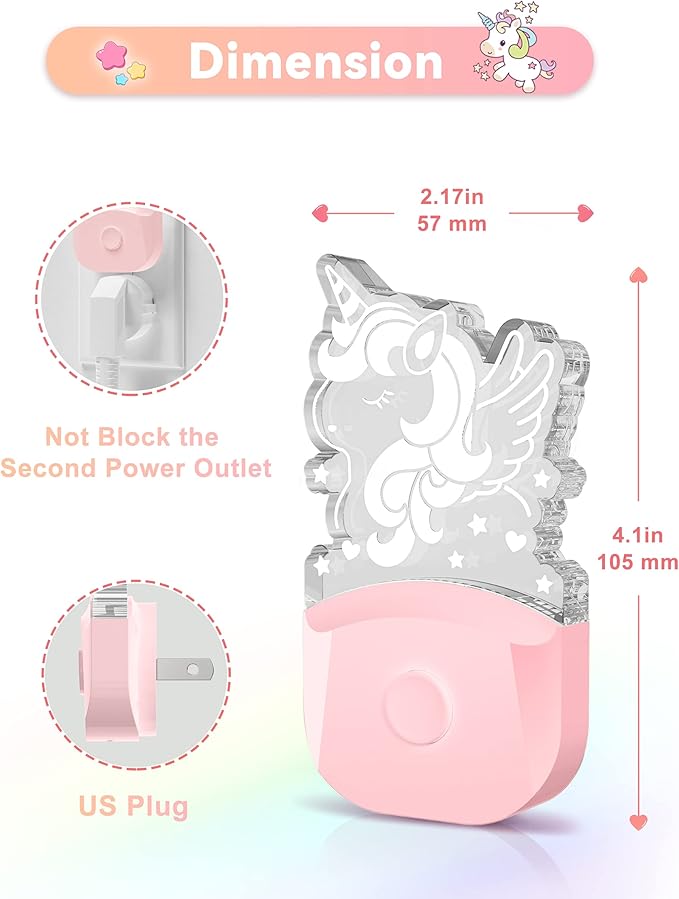 Plug in Night Light - Gift for Girls, LOHAS Cute Night Light with Dusk to Dawn, Color Changing, Birthday Gift Nightlight for Girls, Kids, Room Decor