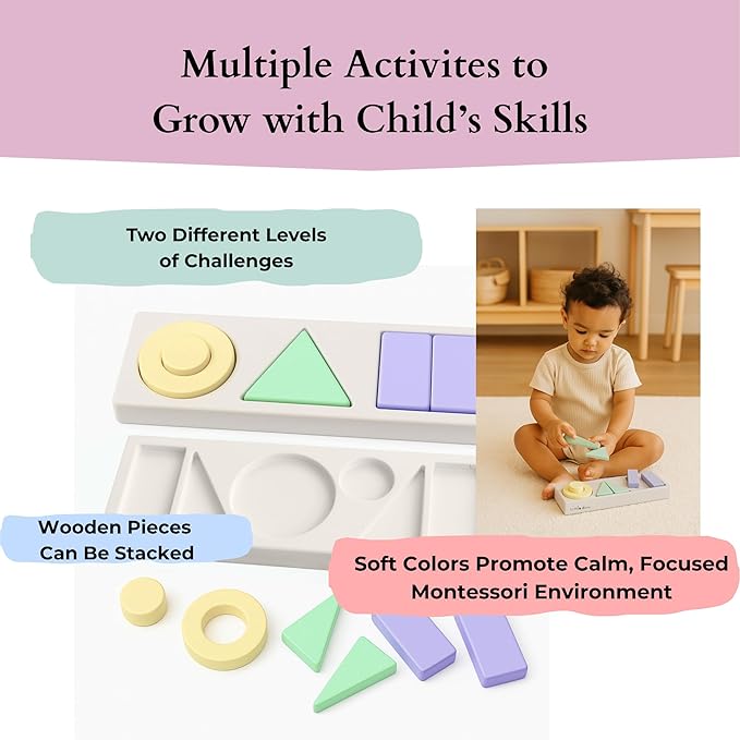 Wooden Shape Sorter for Toddlers | Montessori Toys for 1+ Year Old | Birthday Gifts for Learning Object Permanence and Color Sorting | Ages 1-3