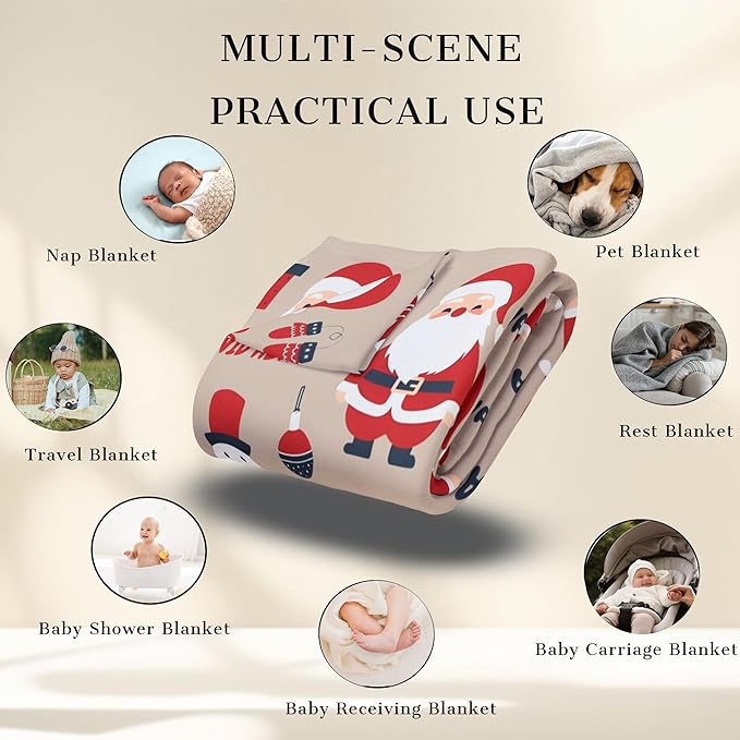 Ship Next Day - Custom Christmas Baby Blanket with Name | Multiple Styles Optional, Personalized Flannel Toddler Blanket, Christmas Swaddle for Boys & Girls, Xmas Decor Throw