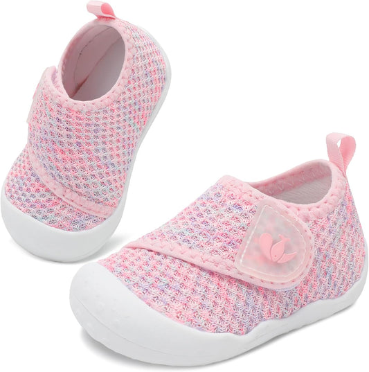 FEETCITY Baby First Walking Shoes Wide Baby Shoes Infant Sneakers Newborn Crib Shoe Barefoot Lightweight Slip On Shoe