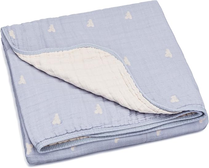 Parker Baby Muslin Blanket | 100% Soft Cotton Toddler Quilt & Baby Muslin Swaddle | Gender Neutral Design 47" x 47" Blanket