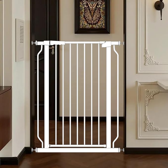 Extra Tall 40.55" Gate, 29.92-33.46" Extra Tall and Wide Dog Gate,Extra Wide Baby Gates Pressure Mounted Walk Through for Doorways,Stairs, Kitchen White