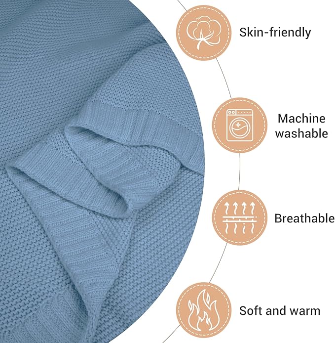 Personalized Baby Blanket, Embroidered Name, 100% Cotton Handmade Custom Blanket, 350GSM Knit Blankets, Newborn Boy Or Girl Baby Gift