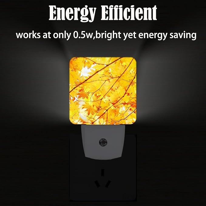 Autumn Maple Leaves Night Light,Plug Into Wall with Dusk to Dawn Light Sensors, Warm Nightlights for Bedroom, Bathroom, Hallway, Kitchen, Gifts Ideal for Boys Girls Women Men