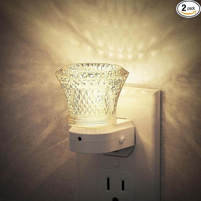 JandCase LED Night Light Plug in, Night Lights Plug into Wall [2 Pack] with Dusk to Dawn Light Sensor, 3000K Warm White Night Light, Adjustable Brightness Nightlight for Kids Bathroom Bedroom Hallway