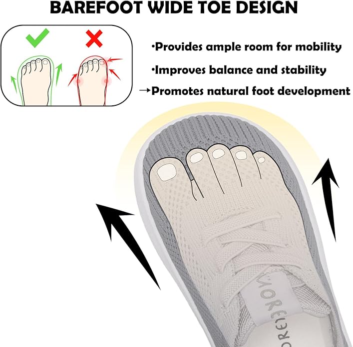 MORENDL Toddler Wide Toe Box Barefoot Shoes Baby First Walking Shoes Boys Girls Non-Slip Zero Drop Minimalist Sneakers