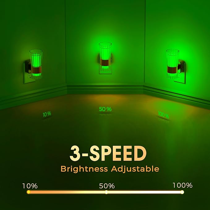 Night Light, Night Lights Plug into Wall, RGB Color LED NightLight with Dusk to Dawn Sensor, 180° Rotating Night Lights, Adjustable Brightness, Wall Sconce Style Design for Bedroom Hallway, 2 Pack