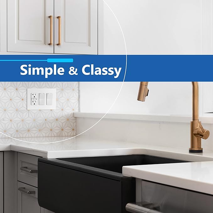 LIDER Matte Finish Triple Decorator Switch Cover, Screwless Wall Plate, Mid-Size 3-Gang 4.88" x 6.77", Polycarbonate Thermoplastic, UL Listed, LSWP-33M-W, White