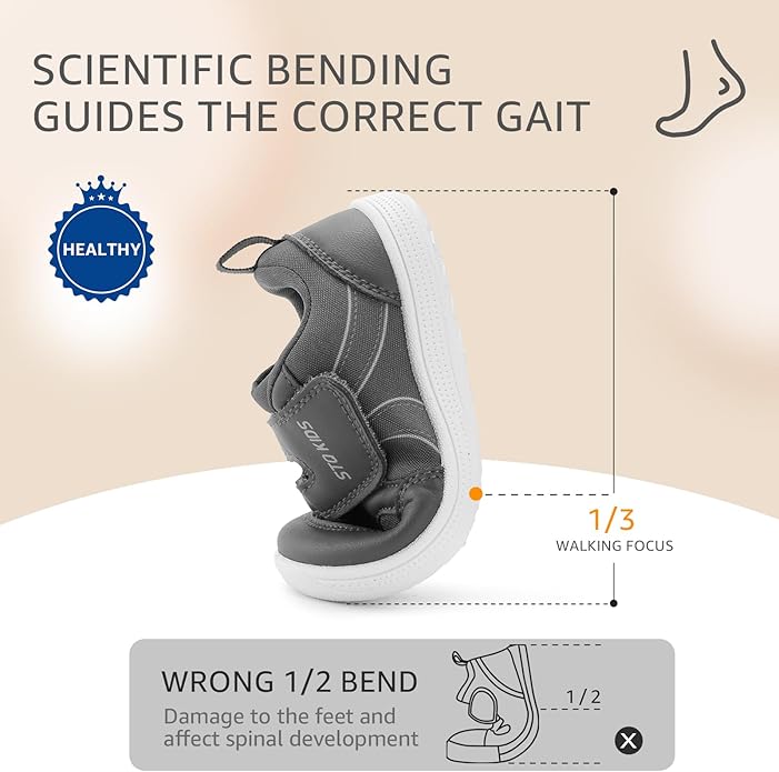 Toddler Wide Toe Box Barefoot Shoes Boys Girls Sneakers Kids Tennis Shoes Preschool Non Slip Lightweight Comfortable First Walking Shoes Running Outdoor Activities