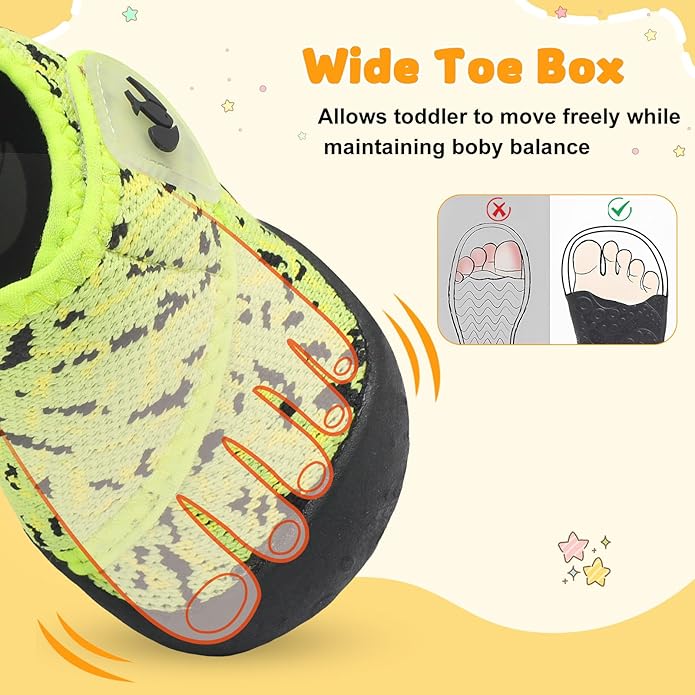 FEETCITY Baby First Walking Shoes Wide Baby Shoes Infant Sneakers Newborn Crib Shoe Barefoot Lightweight Slip On Shoe