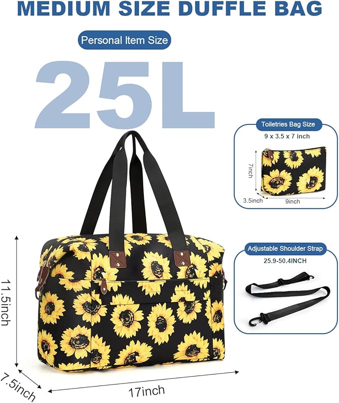 Travel Duffle Bag, Waterproof Weekender Overnight Hospital Bags for Women Men with Toiletry Bag Lightweight Carry on Personal Item Duffle Gym Bag for Travel, Airplanes, Sports