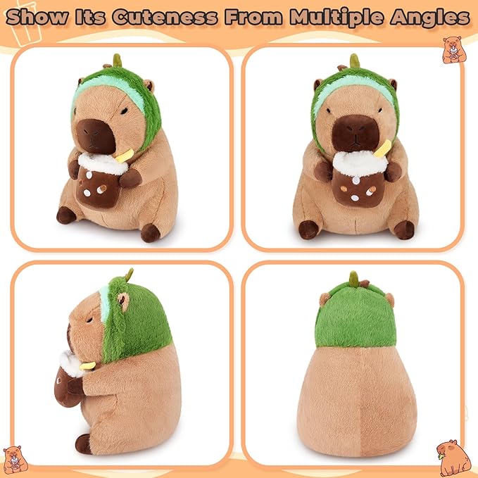 Achwishap Capybara Plush,Cute Plushies Capybara Stuffed Animals,Capybara Plush Toys,Kawaii Plushie Stuffed Toy with Avocado Hat Plushies Gift for Kids Adults Birthday(Capybara with Avocado Hat,12”)