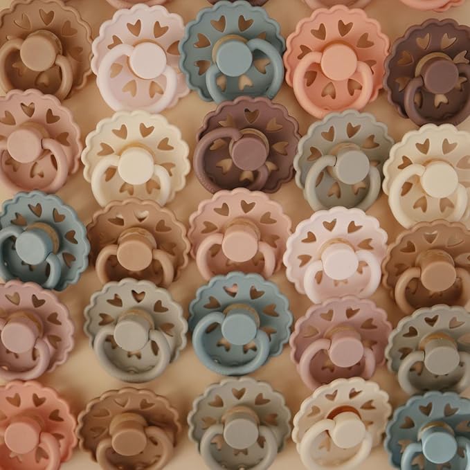 FRIGG SilkySoft Silicone Baby Pacifier 6-Pack Blooming Love | Made in Denmark | BPA-Free (0-6 Months)