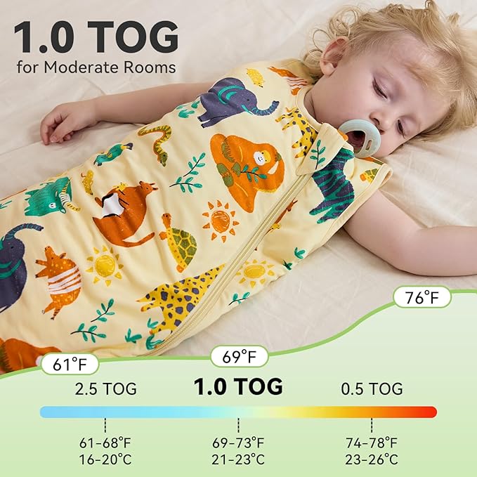 Bamboo Viscose Sleep Sack for Babies and Toddlers 1.0 Tog Wearable Blanket 2-Way Zipper Baby Shower Gifts