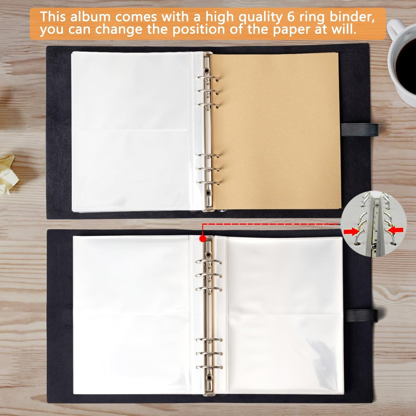 Photo Album 4x6 200 Photos, Genuine Leather Photo Albums with Writing Space with 30 Writing Paper, Travel Family Wedding Kids Graduation Ultrasound Baby Picture Album Scrapbook Photo Album（Love Tree）