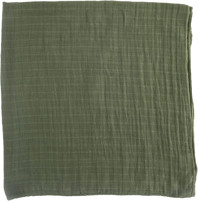 RED ROVR 100% Organic Cotton Muslin Swaddle | Newborn Receiving Blanket | Boy, Girl, Unisex | Soft, Lightweight, Breathable | Burping, Nursing, Swaddling | 44" x 44" | Dark Green