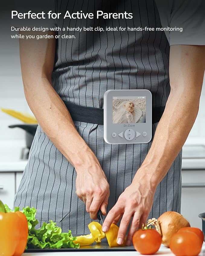 Dr.Care NeoView Baby Monitor No WiFi with Belt Clip Design - 2.8” Screen, 2-Way Audio, Video Loop Recording, Night Vision, Real-Time/VOX Monitoring, Temperature Sensor, Lullabies