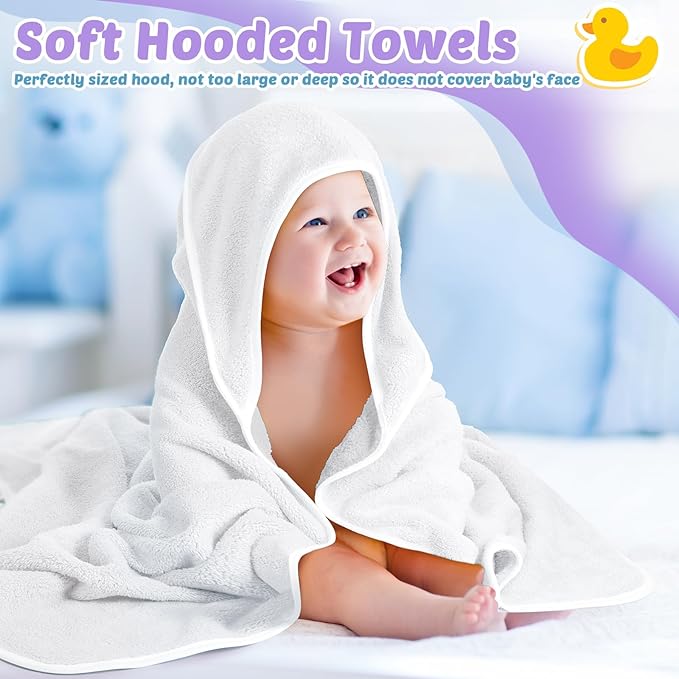 Chumia 6 Pack Baby Bath Towel Coral Fleece Soft Absorbent Newborn Hooded Towel for Kid 30 x 30 Inch Toddler Bath Blanket for Babies Infant Shower Gift(Grey/Beige/Purple)