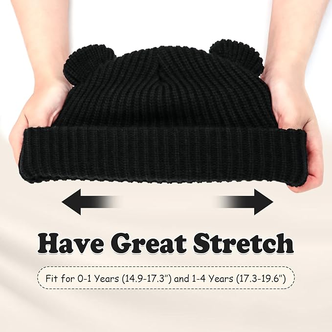 Toddler Boy Winter Hat Baby Knit Beanie Girl Warm Hats Kid Bear Ear Beanies for Cold Weather