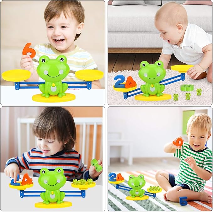 Aitbay Cool Math Game, Preschoolers Frog Balance Counting Toys for Boys & Girls Educational Number Toy Fun Children's Gift STEM Learning Age 3+ (63 PCS)