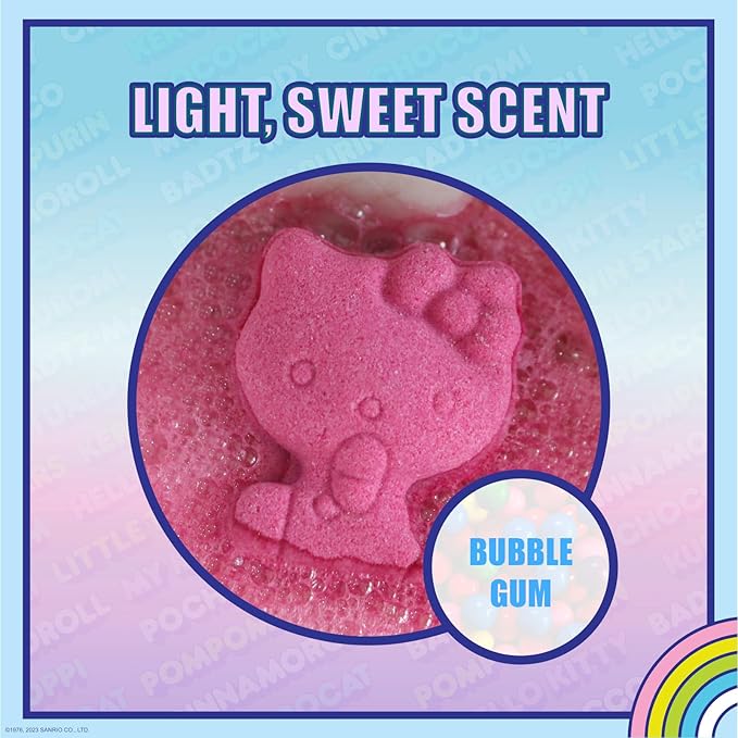 Hello Kitty and Friends Bath Bombs Set, 6 Piece, Bubblegum Scented - Ages 3+ Character Molded – Fun & Bright Colors - Bath Time Fun, Great Birthday Gifts, Stocking Stuffers, by Townley Girl