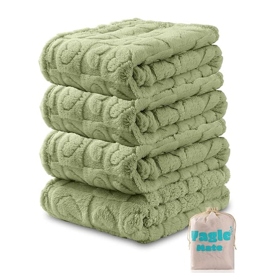 4 Pcs Baby Blankets for Boys Soft Toddler Small Blanket for Daycare, Fleece Kid Mini Blanket for Crib Baby Shower, 30 X 40, Green