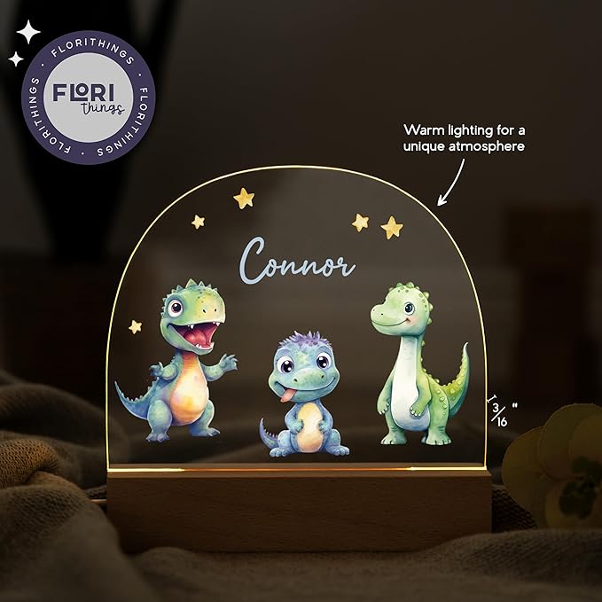 Dinosaur Night Light/Dinosaur Night Light for Boys/Dino Night Lamp/Color-Changing LED/Cute Design for Nursery