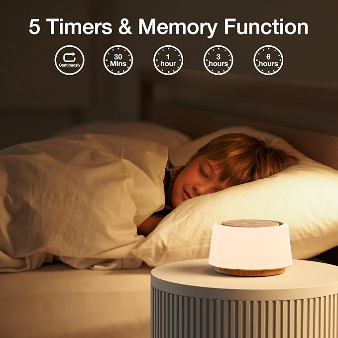 White Noise Sound Machine | White Noise Machine for Sleep | 30 Soothing Sounds | 10 Colors Night Light | Portable Sound Machine for Home Travel(Wood Grain)