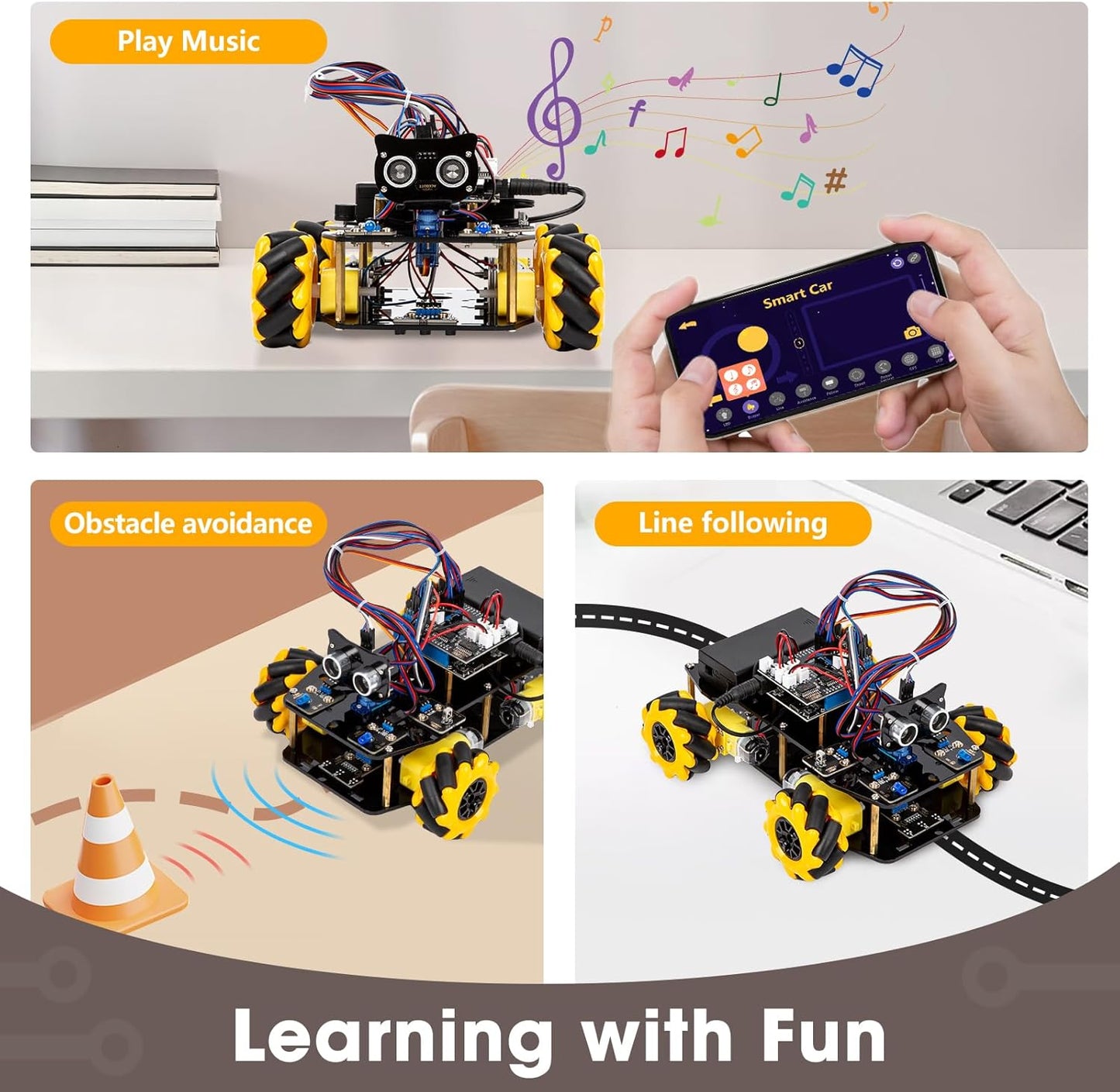 Robot Kit, Robotics for Kids Ages 8-12 12-16, STEM Toys for Boys with Remote & App Control, Arduino & Scratch Compatible, Science Kits for Kids Age 8-12 12-16, Gift for Boys & Girls(Yellow)