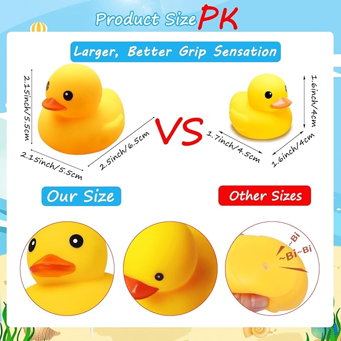 Yellow Rubber Ducks Bath Toys 20Pack, Bathtub Floating Squeaky Duck Bulk Baby Preschool Bath Toy for Baby Shower Infants Kids Toddler Birthday Party Decoration Gift (Large)