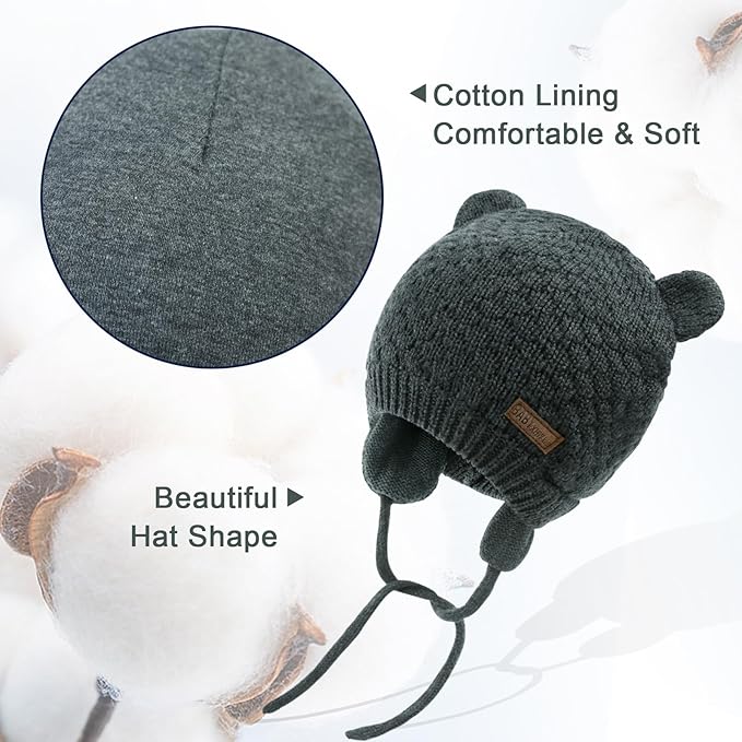 XIAOHAWANG Baby Hat Cute Bear Toddler Earflap Beanie Warm for Fall Winter