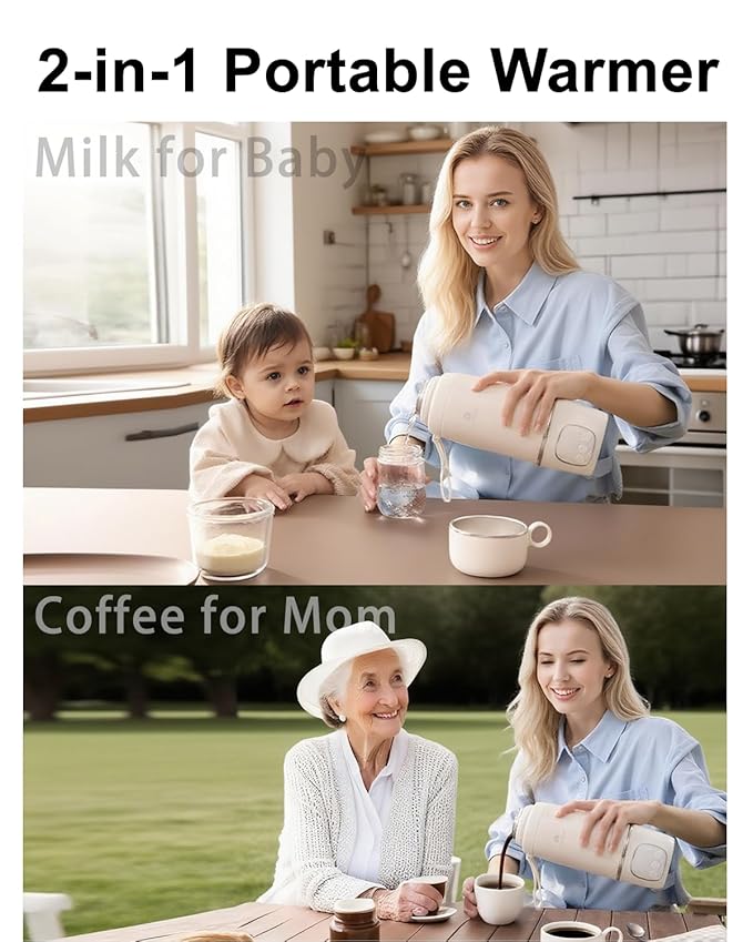 Portable Bottle Warmer, Milk Warmer for Baby with Fast Heating,16000mAh Long Battery Life for Baby on The Go,17 Oz for Travel,Car and Airplane