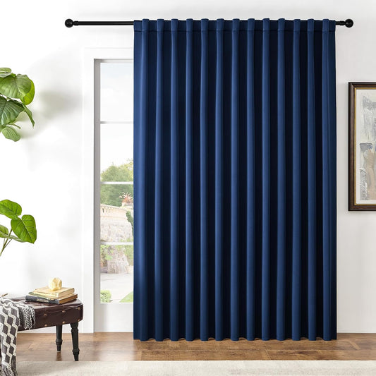 Joydeco Custom Blackout Curtains for Bedroom, 1 Panel Room Darkening Curtains & Drapes for Living Room Window Rod Pocket Back Tab (Custom Size,Navy Blue)