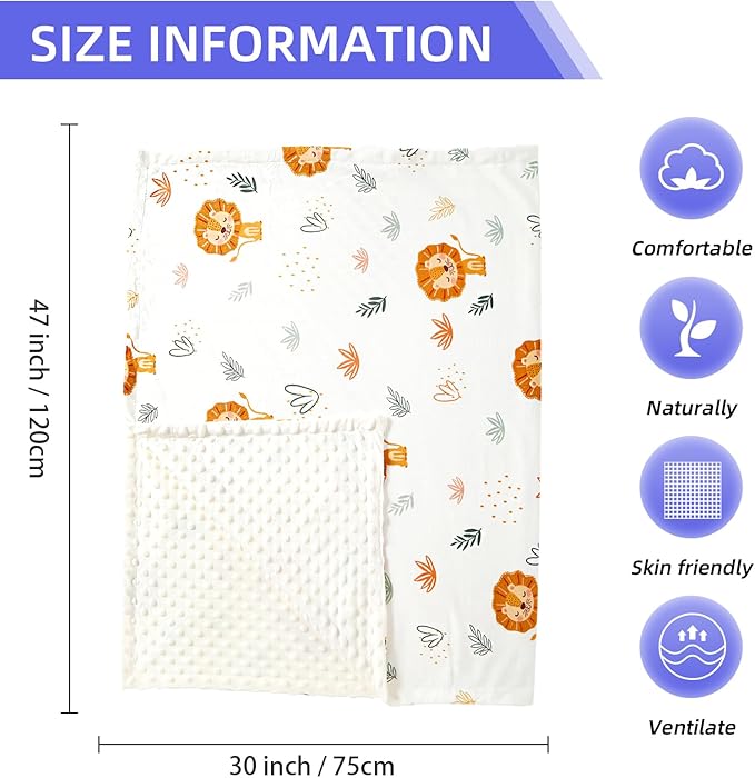 iEvolve Baby Nursery Bed Blankets Ultra Soft Double Layer Mini Blanket Minky Blanket Receiving Blankets Shower Gifts(Hedgehog,30 * 47in)