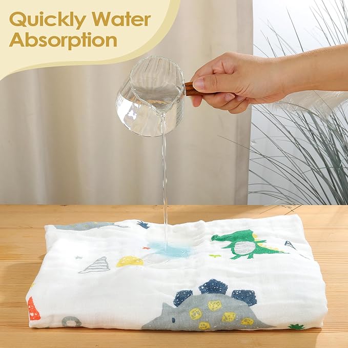 Baby Bath Towels 100% Muslin Cotton Hooded Baby Towels 2 Pack Shower Gifts for Newborn, Infant, Toddler, Kids,Super Soft and Absorbent, Large 35x35Inches