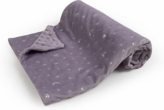 Baby Blanket for Boys Girls Soft Minky with Double Layer Dotted Backing, Star and Moon Printed 30 x 40 Inch Receiving Blanket (Violet)