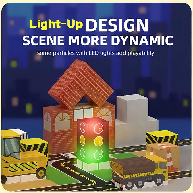 138 Pcs Magnetic Building Blocks, Enhance STEM Learning, Creative Play & Logical Thinking, Durable & Vibrant Color with Light Up Blocks, Ideal for Classroom & Screen-Free Entertainment (Engineering)