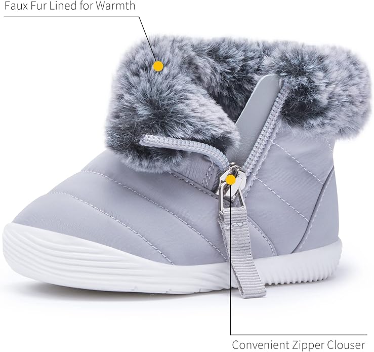 BMCiTYBM Baby Boy Girl Snow Boots Waterproof Winter Warm Booties Nonslip Lightweight Outdoor Shoes for First Walkers 6 9 12 18 24 Months(Infant/Toddler)