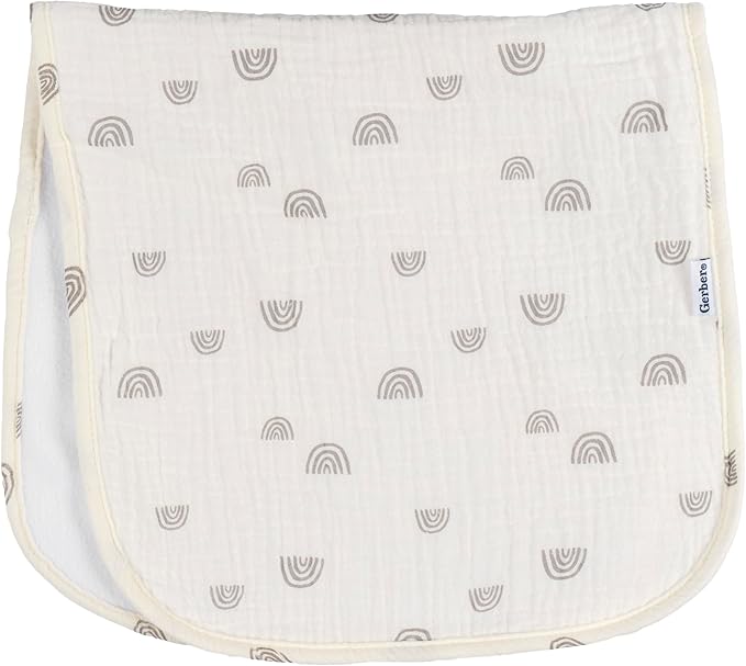 Gerber Baby Unisex Muslin Burp Cloths 5-Pack, Multi Rainbow, Large Size 20" x 10"