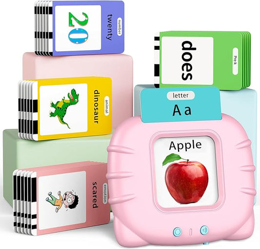 580 Pre-K Sight Words Talking Flash Cards with Dolch Words,Letters/Number Flash Cards 1-100 Kindergarten, Pocket Speech Toys, Educational Learning Gifts for 3 4 5 6 Year Old Girls, Pink