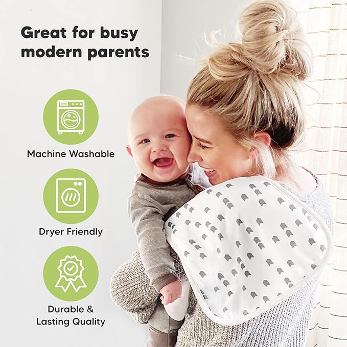 Organic Burp Cloths Baby Boy & Girl - 5-Pack Super Absorbent Cotton Burping Cloths for Babies, Soft & Plush Newborn Spit Up Rags, Infant Towels for Milk Spit Up, Unisex, Large 21" x 10" (Mauve)