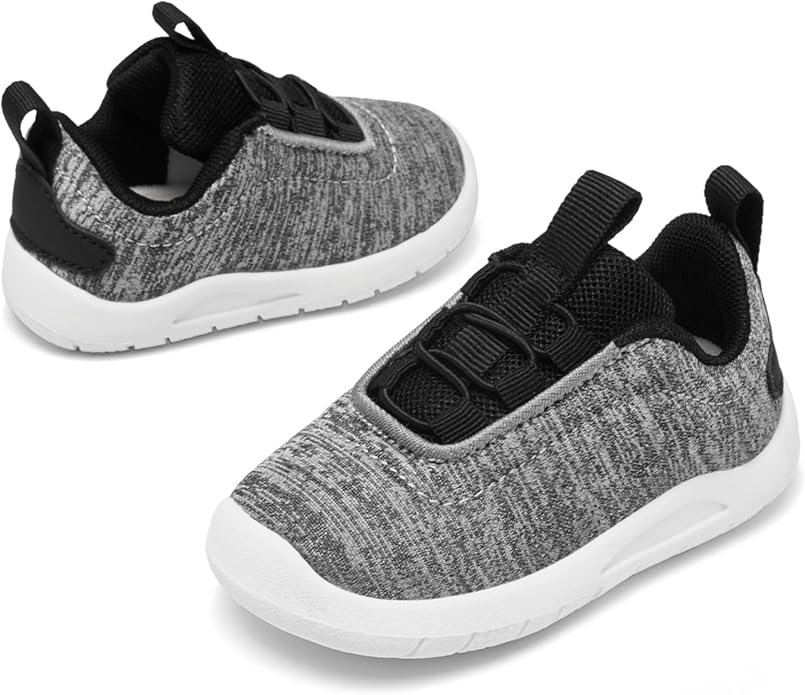 MORENDL Toddler Slip On Sneakers Baby Walking Shoes Non-Slip Breathable Unisex Pink Mesh Lace-Up Athletic Sneakers Infant Running Shoes