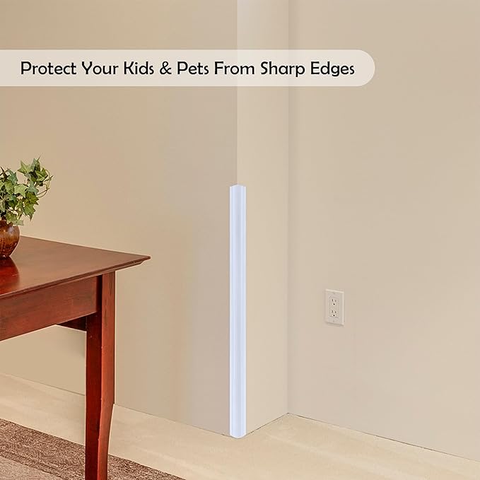 Rubber Bond Wall Corner Guard Edge Protector, 48 inch Heavy Duty Baby Proofing Corner Guards | Self-Adhesive Furniture Edge Strips for Home & Office (5, White)