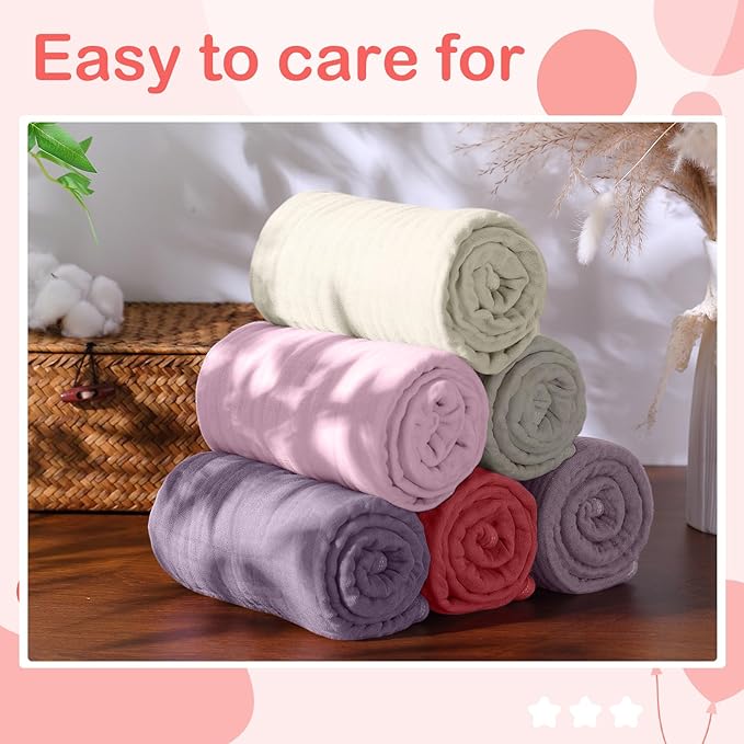 Peryiter 6 Pcs Muslin Hooded Baby Towels, 32"x 32" Cotton Newborn Bath Towel Muslin Infant Baby Blankets Absorbent Unisex Newborn Registry Gift Essentials for Girls Boys (Brown Series)