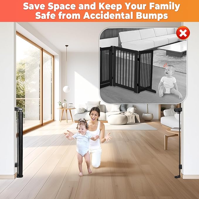 Retractable Baby Gates for Stairs, 78" Wide Retractable Dog Gate Pet Gate, 34" Extra Tall Child Safety Gate Toddler Mesh Gate with Support Rods for Doorways, Hallways, Deck, Porch, Indoor, Outdoor